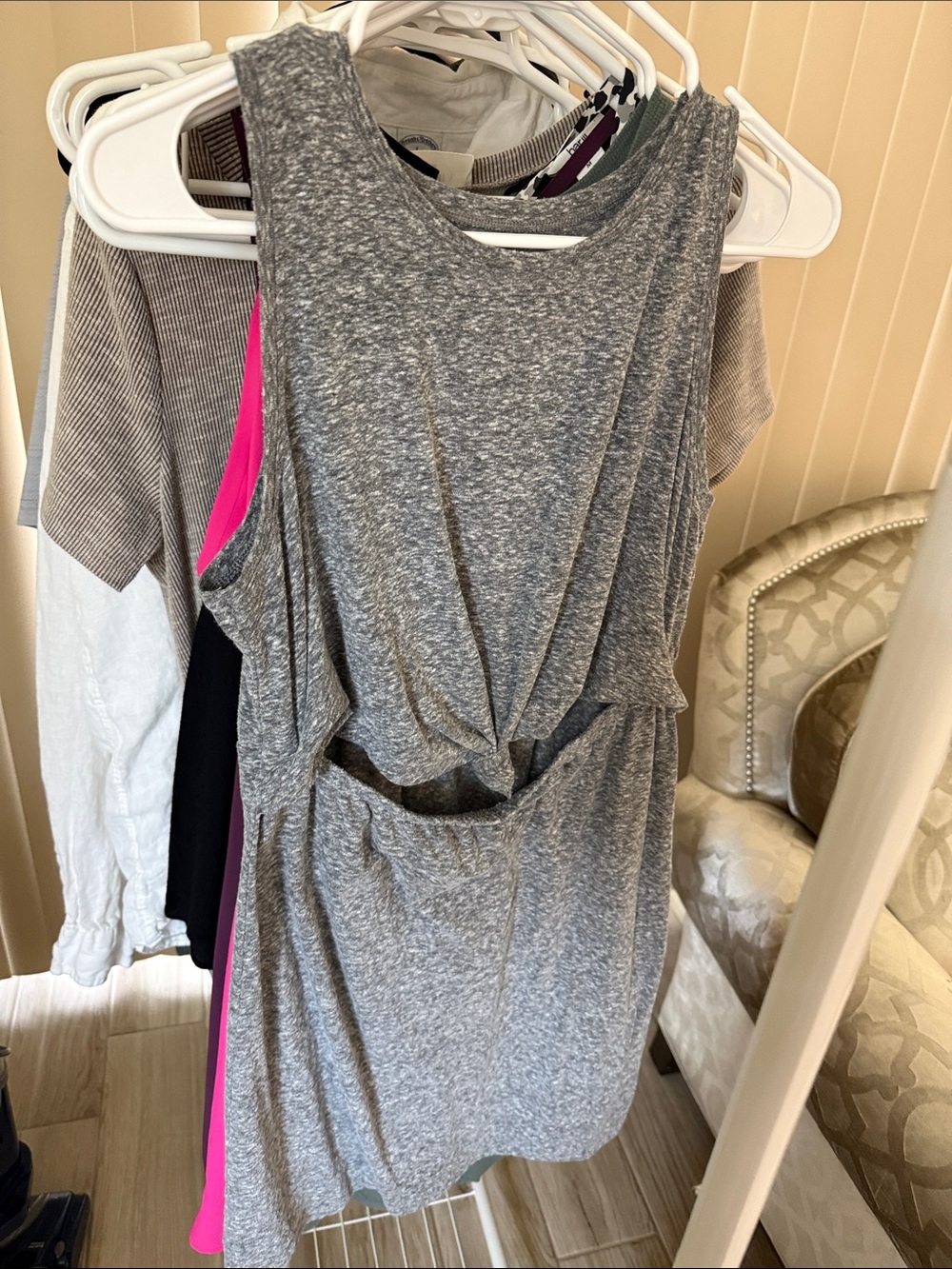 Aerie Grey Sleeveless Knot-Front Dress